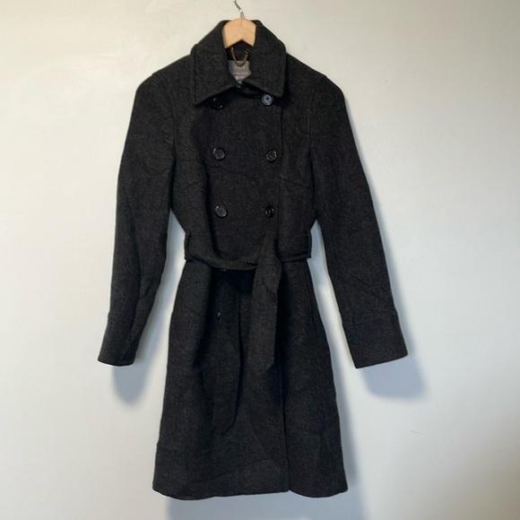 J. Crew Stadium Cloth Nero Gori Grey Double-Breasted Wool Coat with Belt - Picture 1 of 5